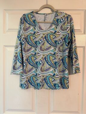 Lulu-B Multicolor Paisley V-Neck Long Sleeve Top